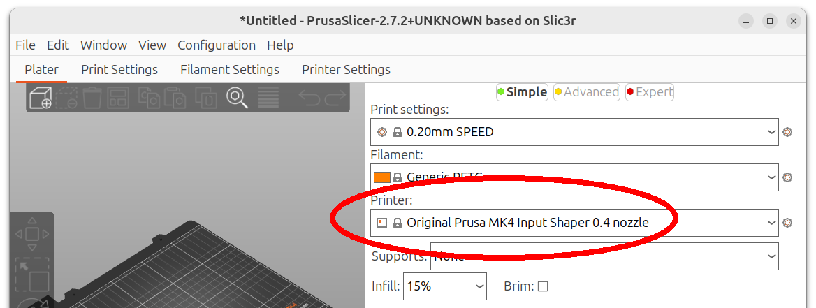 PrusaSlicer inte visar en av våra 3D skriverna