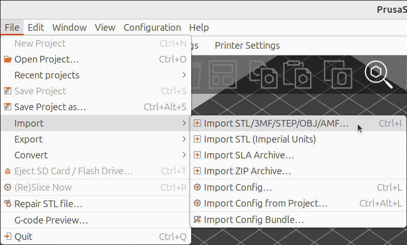 Klick på 'File | Import | Import STL'