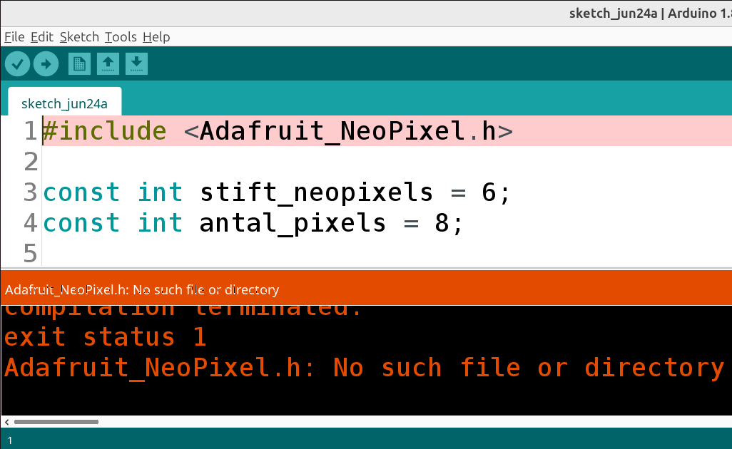 Felmelding Adafruit_Neopixel.h: no such file or directory