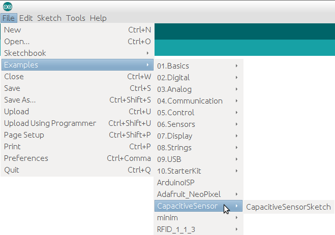 Om du ser CapacitiveSensor, är biblioteket redan installerat! 