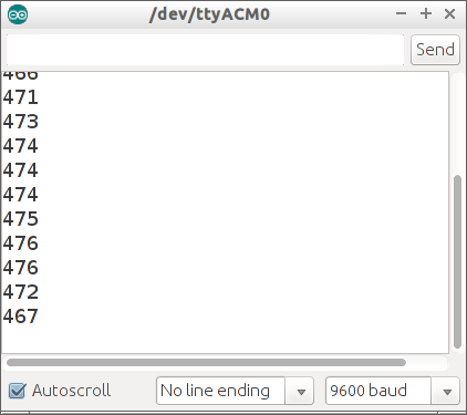 De seriele monitor met getallen