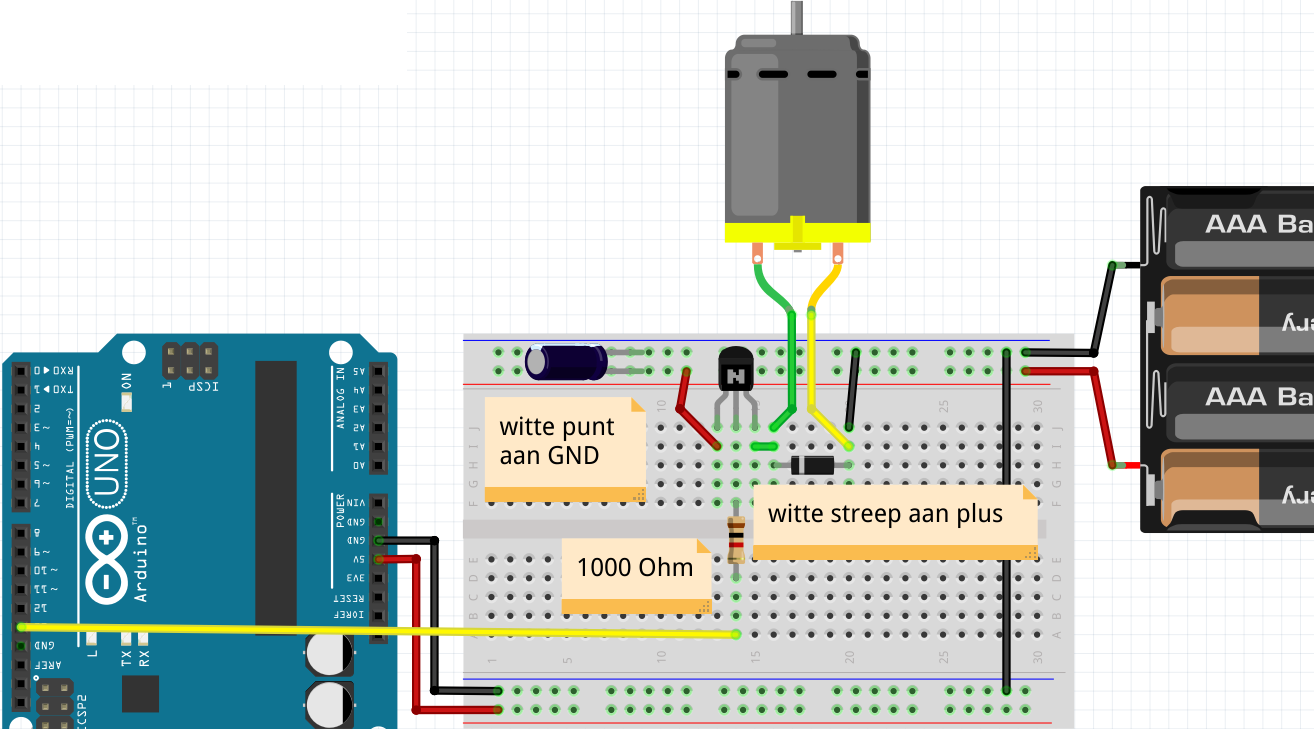 DC motor met transistor