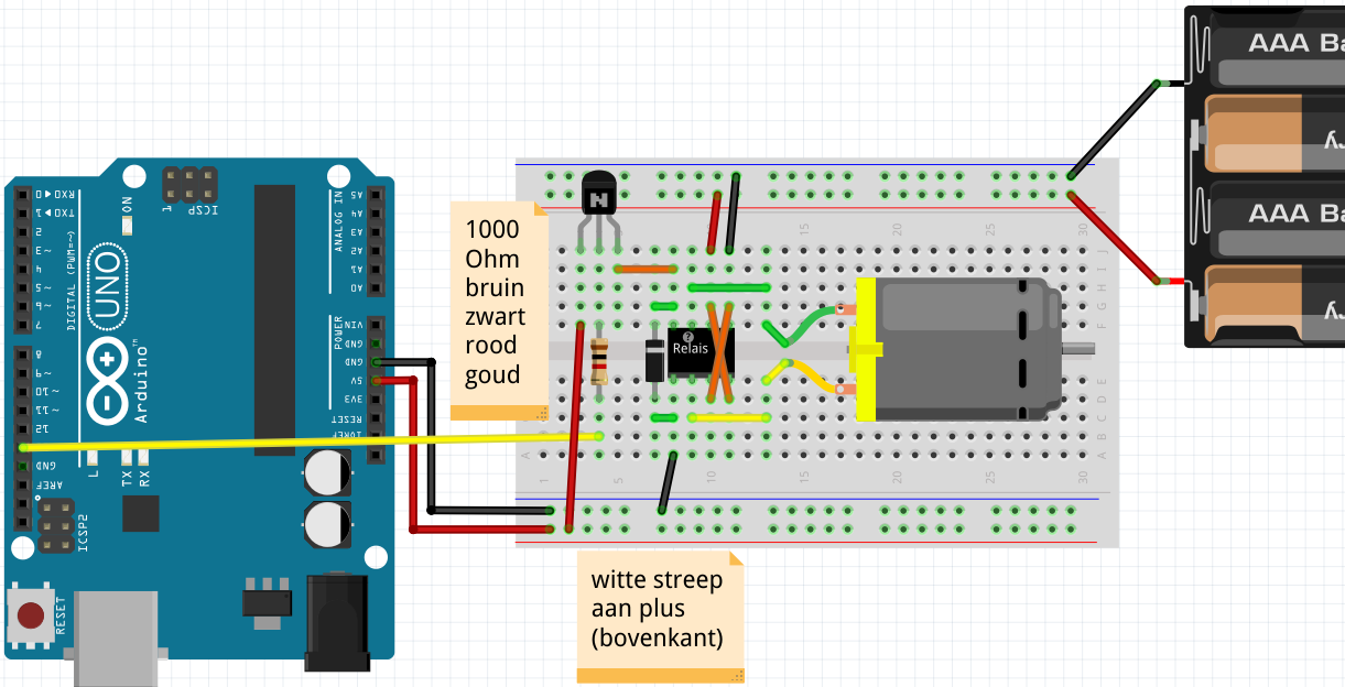 Relais met DC motor