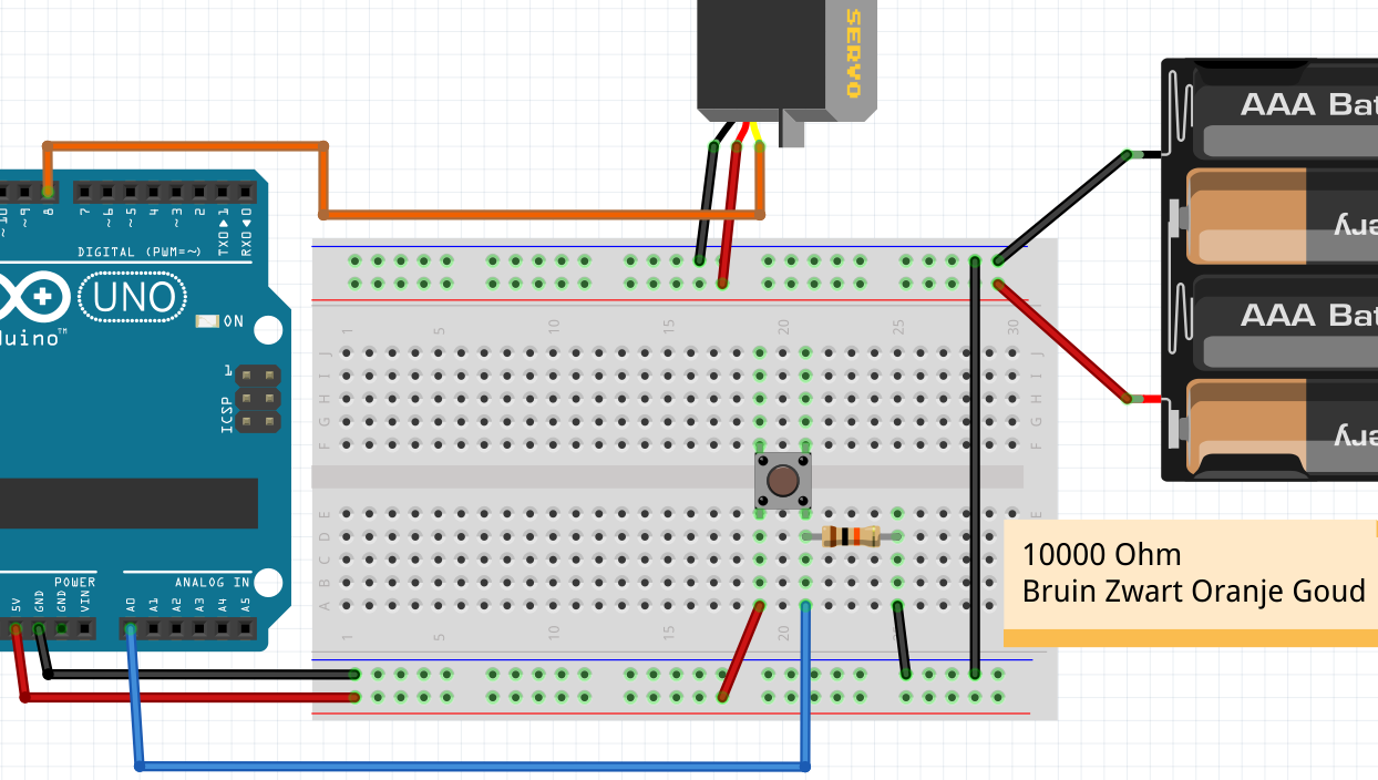 Servomotor på batteri med knapp