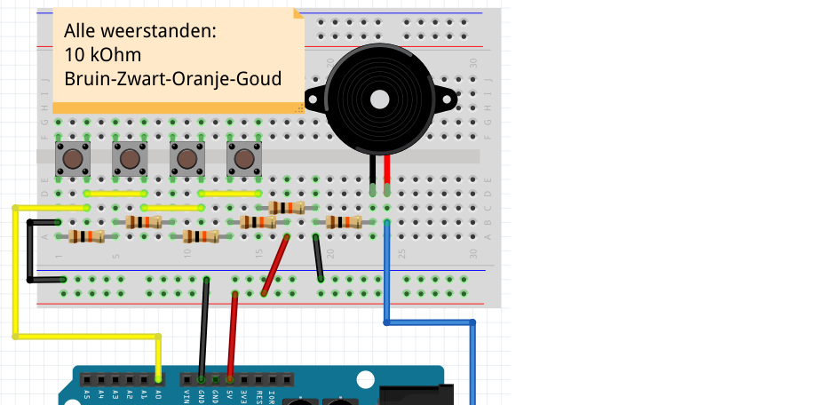 Lektion 20: 1-Pin-7-Resistors-In-Series-Piano: Uppgift 5