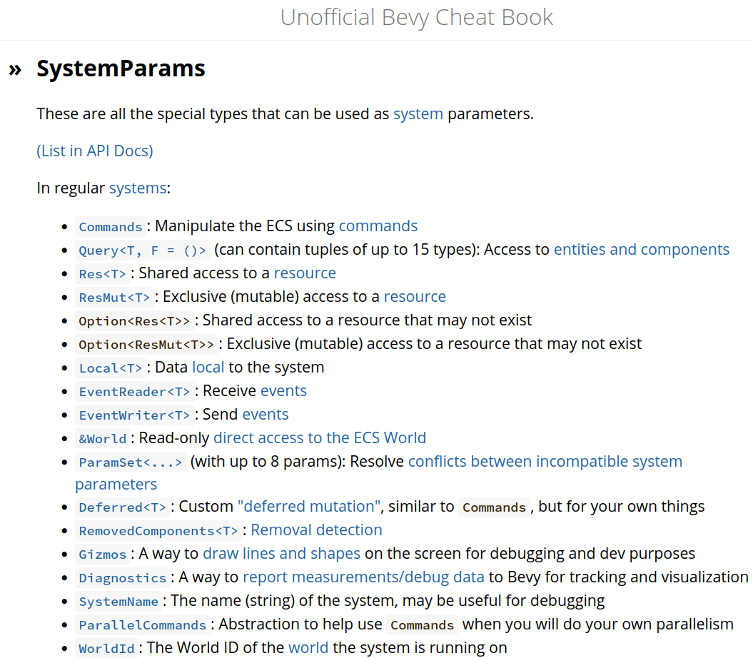 Part of the Unofficial Bevy Cheat Book 'SystemParams' documentation