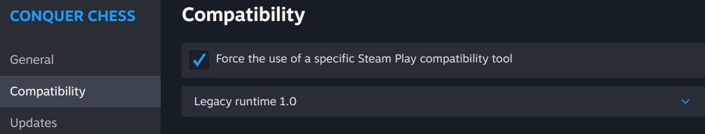 Legact runtime 1.0 is selected