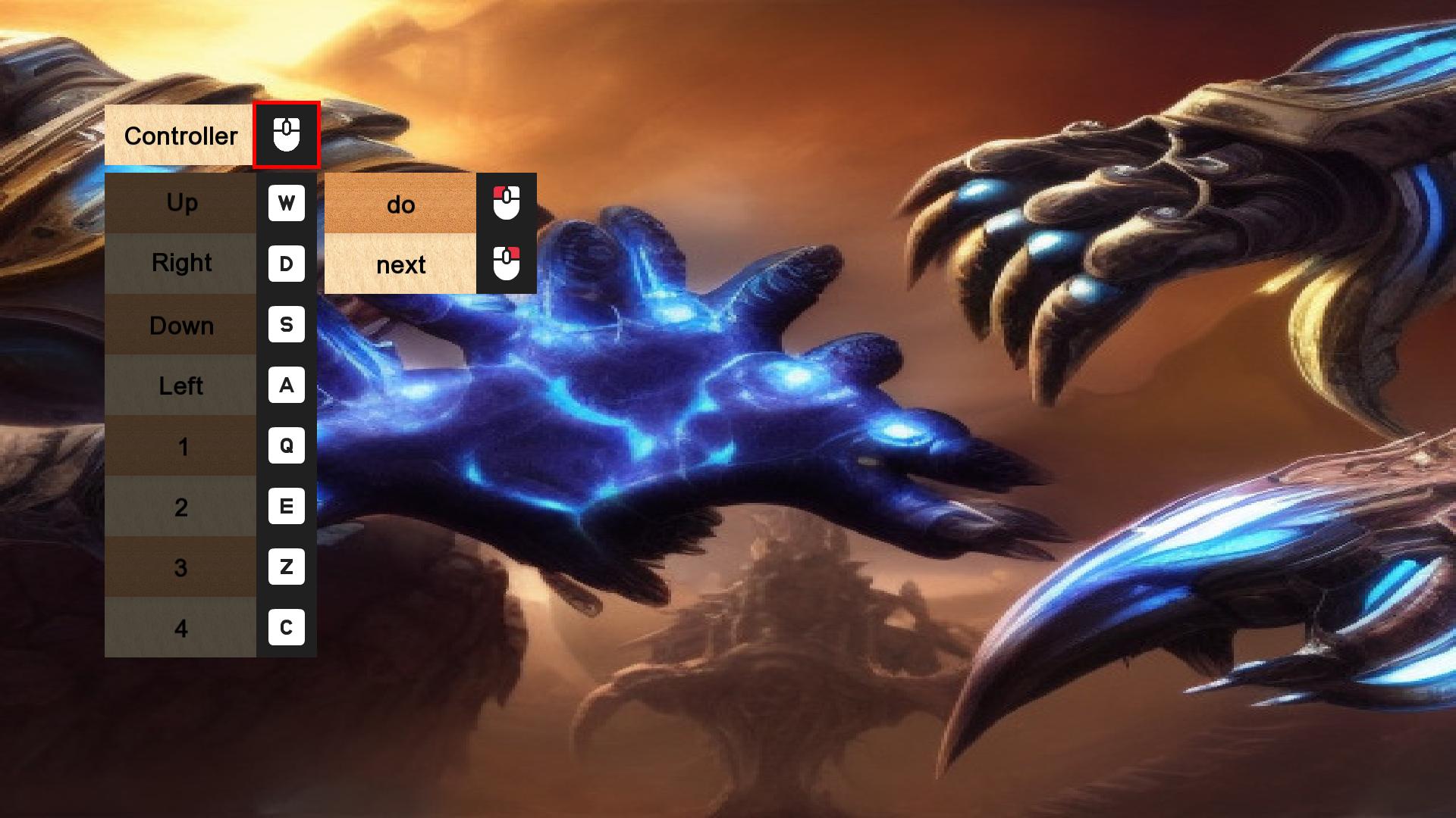 Controls screen v0.7