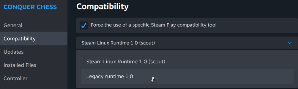 3. Force the use of 'Legacy runtime 1.0'