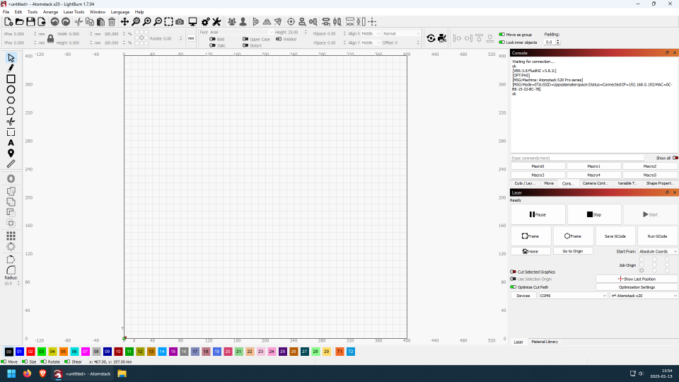 First screen of LightBurn