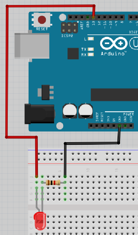 Elkrets på breadboarden