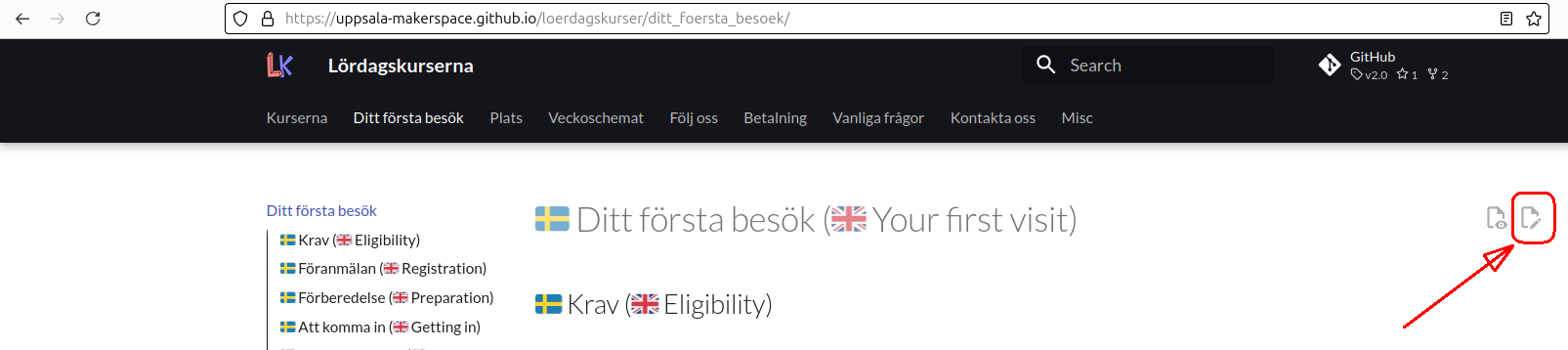 Ikonen 'Edit page'