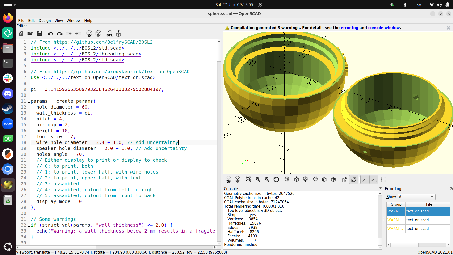 Casing v0.2, in OpenSCAD