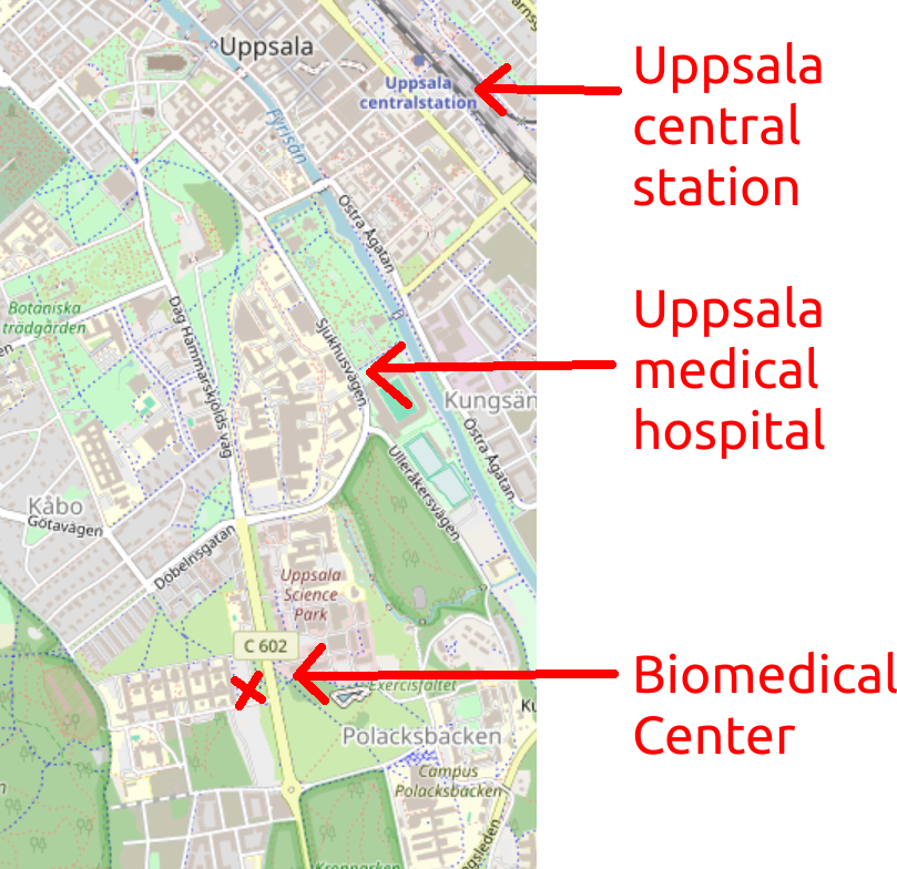 Location of BMC in Uppsala