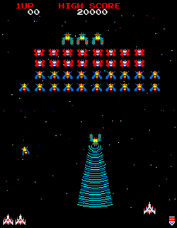Galaga är ett känt spel med många fiender och kulor