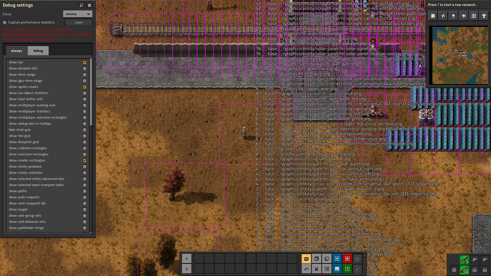 Factorio debug mode