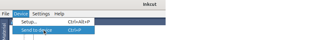 Click on 'Device | Send to device' to start the vinyl cutter