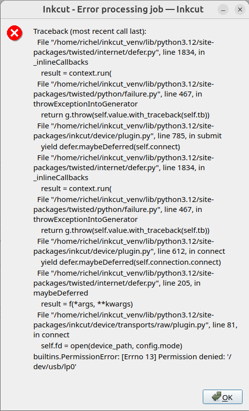 Permssion denied:/dev/usb/lp0`